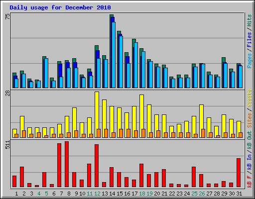 Daily usage for December 2010