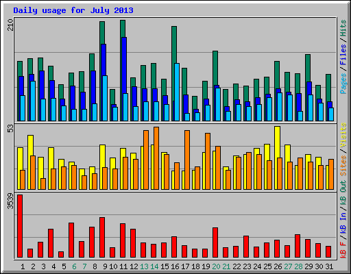 Daily usage for July 2013