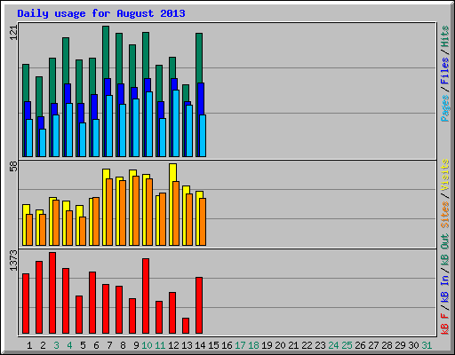 Daily usage for August 2013